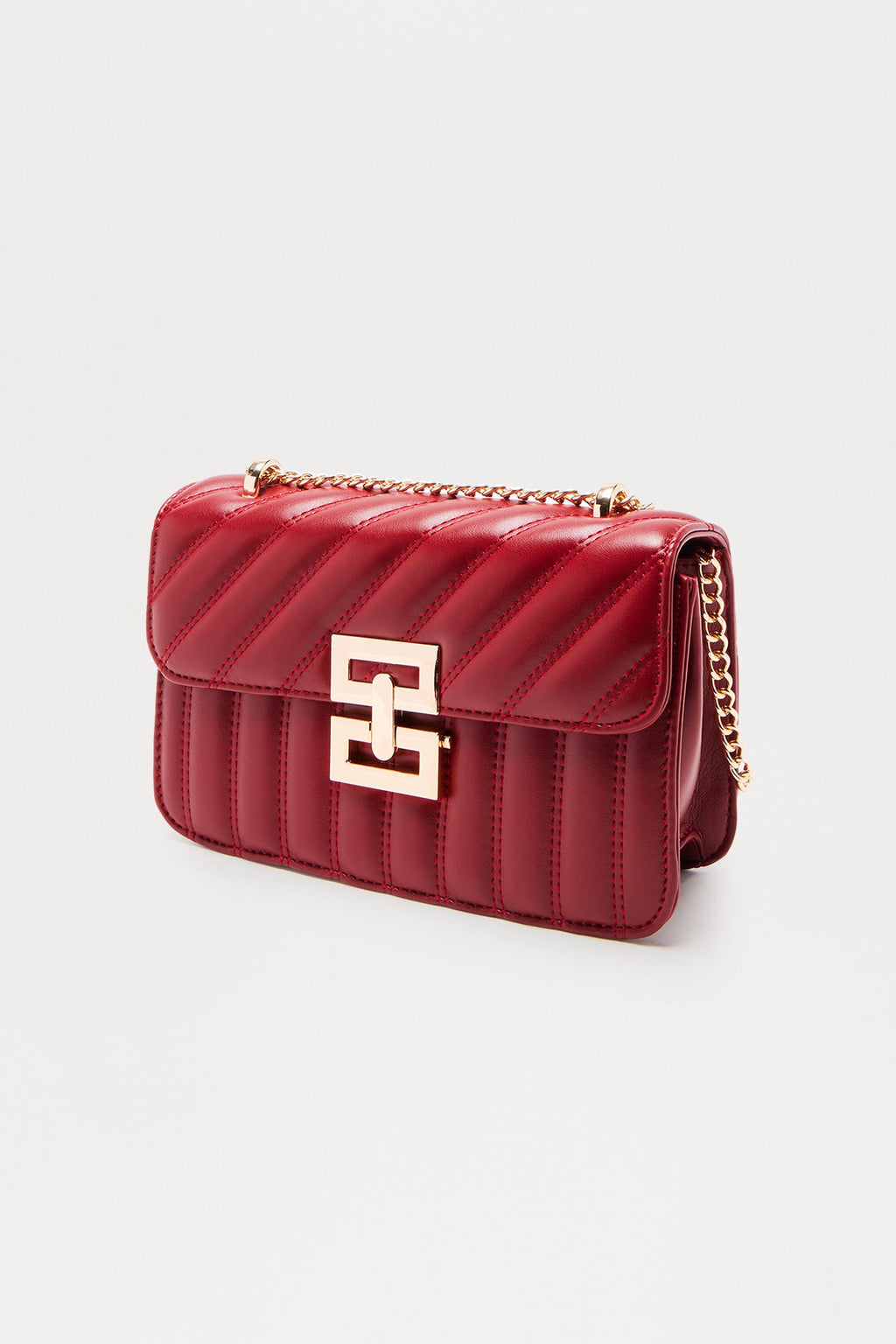 Evie Quilted Faux Leather Shoulder Handbag - Red