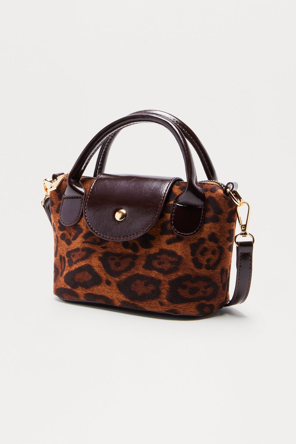 Wild Catch Faux Fur Leopard Satchel - Brown/combo