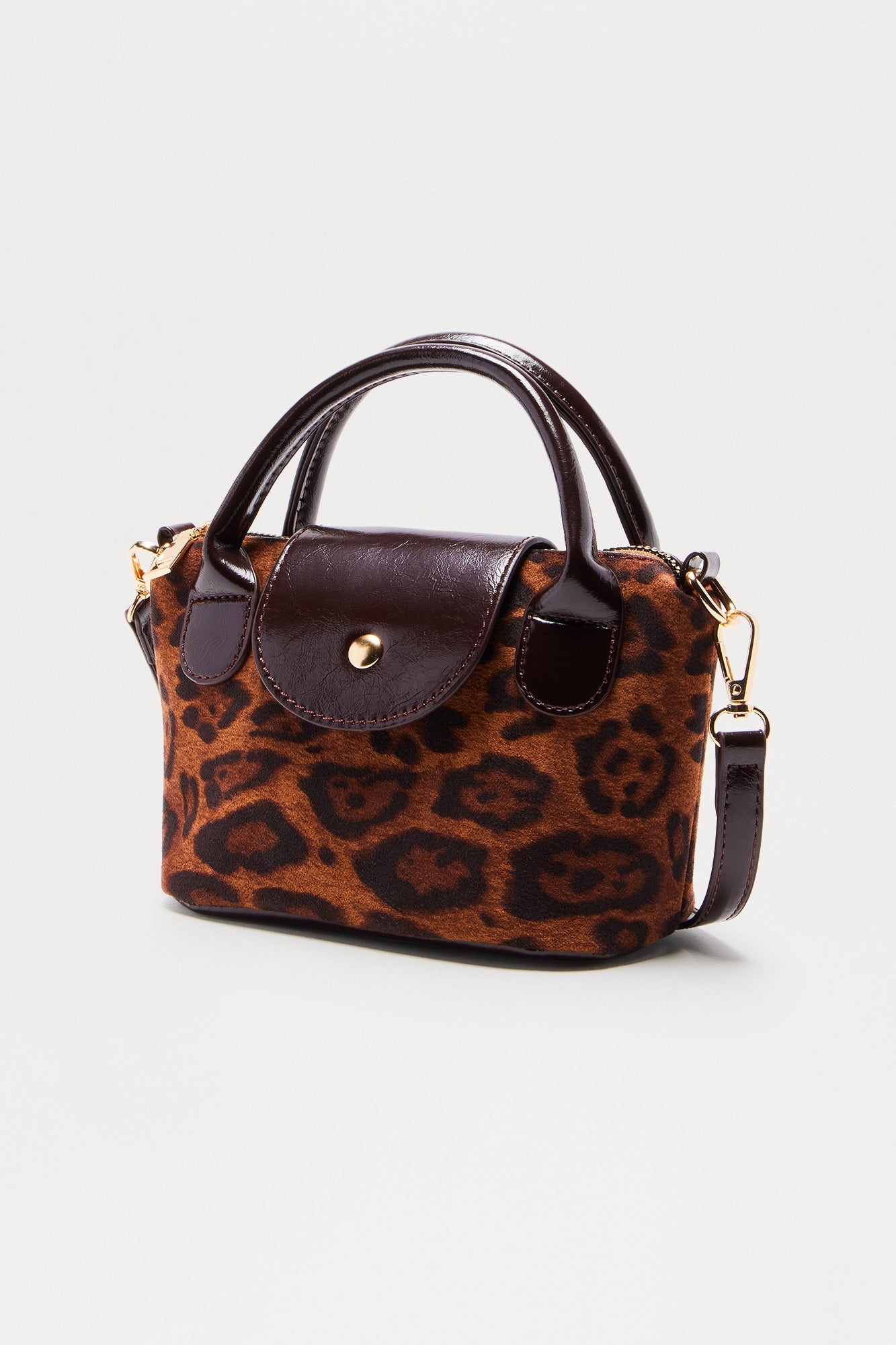 Wild Catch Faux Fur Leopard Satchel - Brown/combo