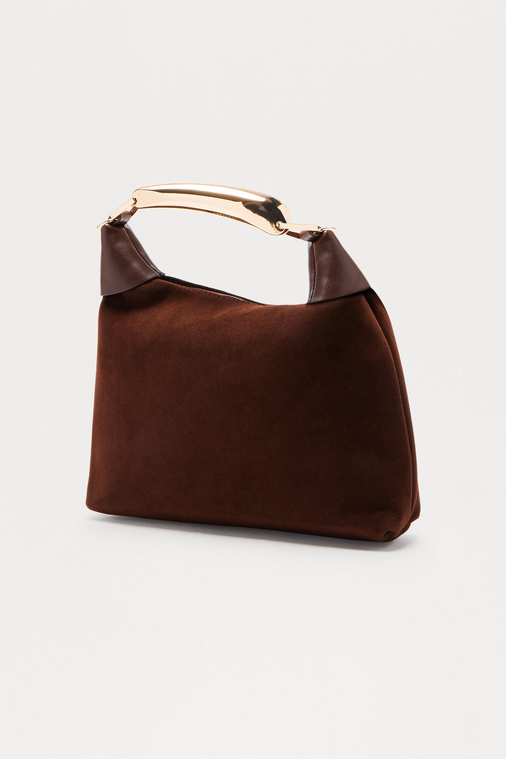 Chocolate Dreams Faux Suede Satchel Handbag - Brown