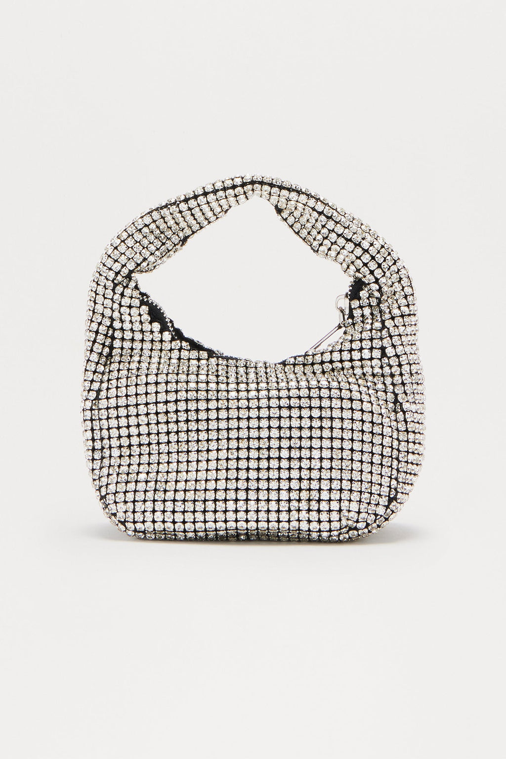 Glam Rush Rhinestone Satchel Handbag - Silver