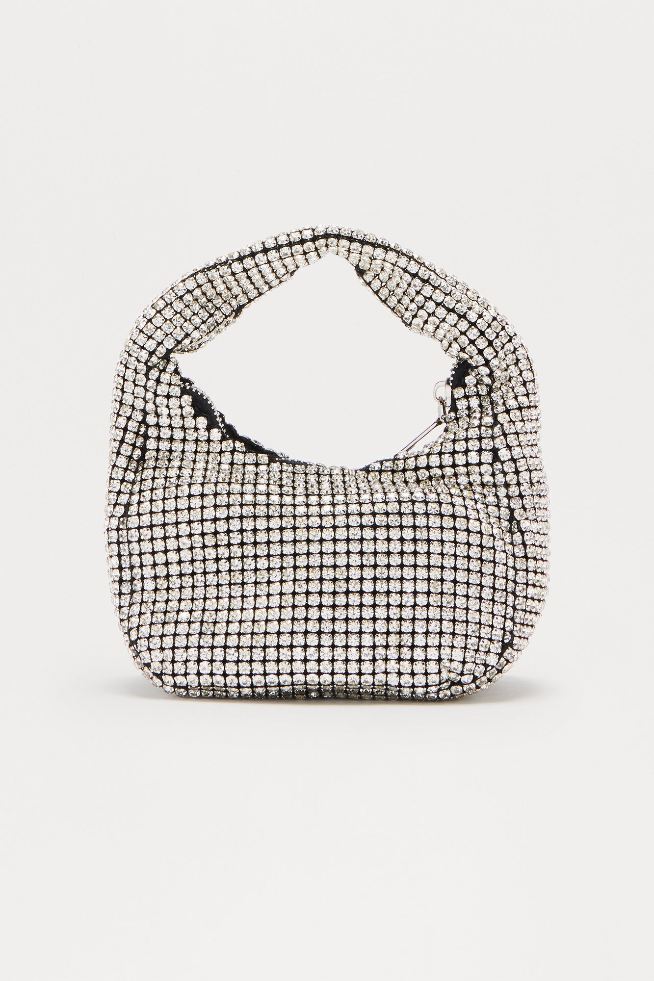 Glam Rush Rhinestone Satchel Handbag - Silver