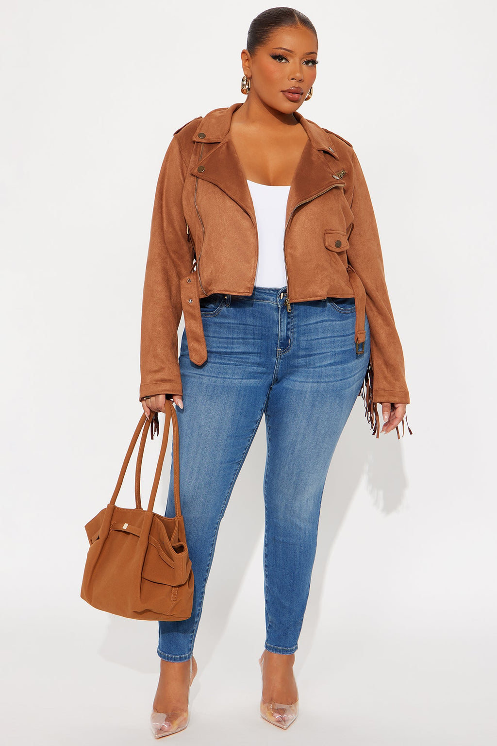 Wild West Connection Fringe Moto Jacket - Camel