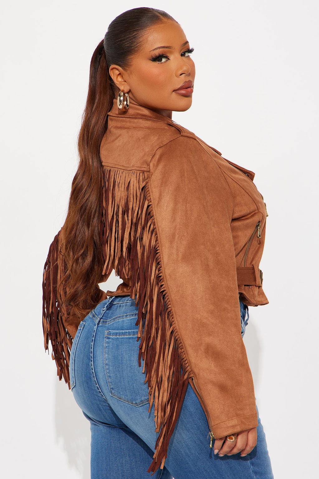 Wild West Connection Fringe Moto Jacket - Camel
