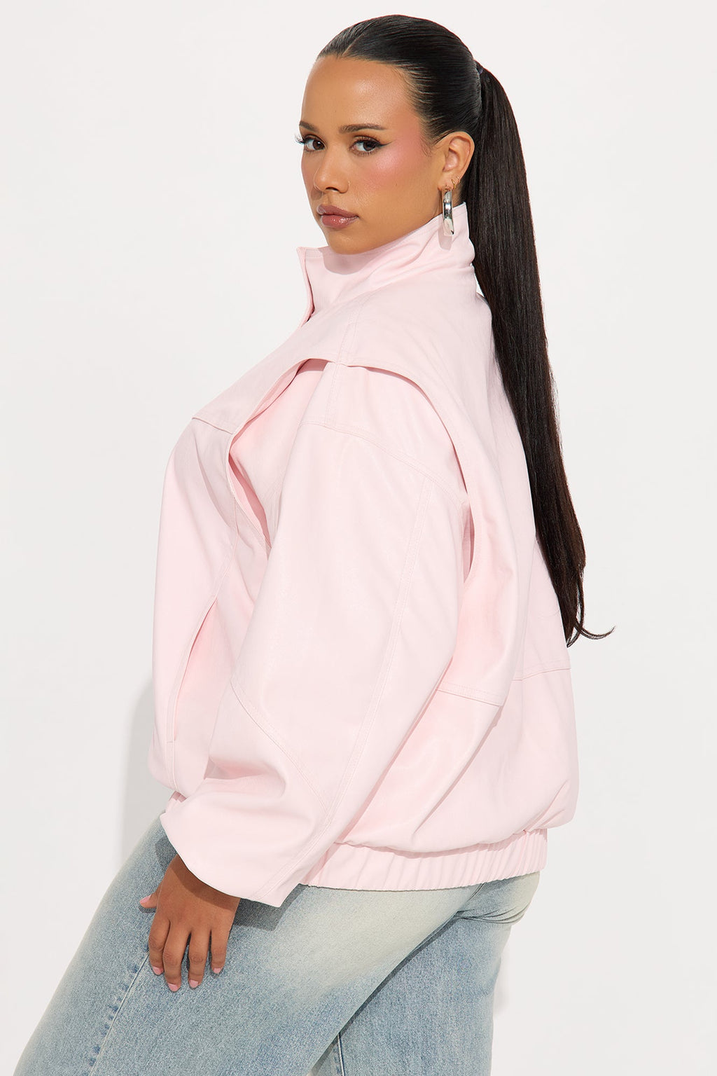 Stella Faux Leather Bomber Jacket - Pink