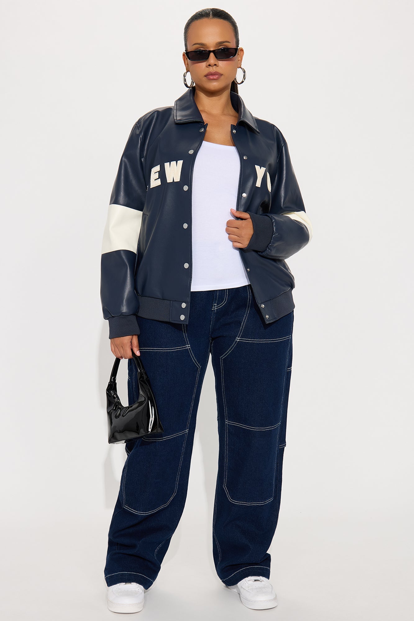 New York Rush Oversized Bomber Jacket - Navy/combo