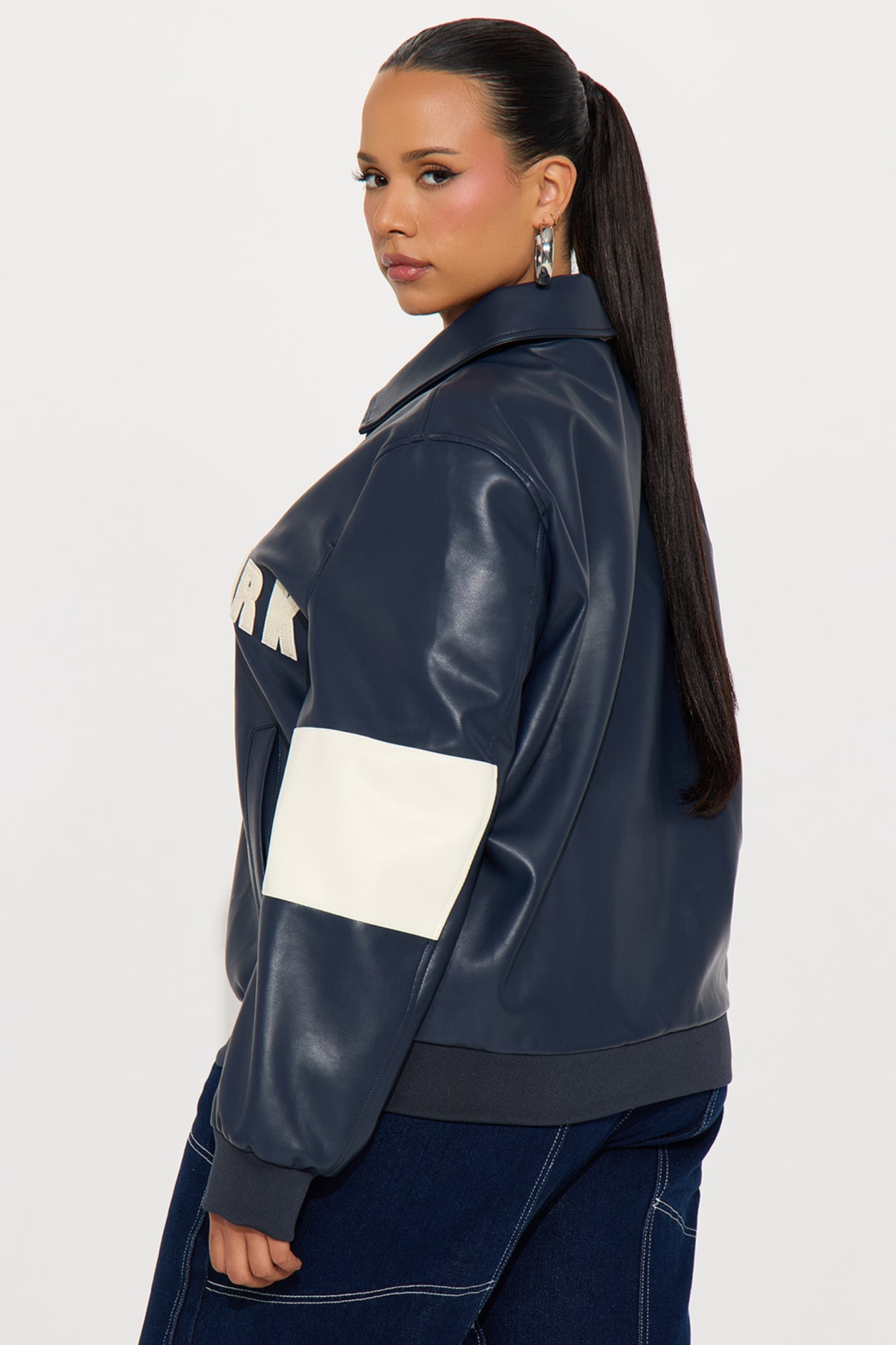 New York Rush Oversized Bomber Jacket - Navy/combo