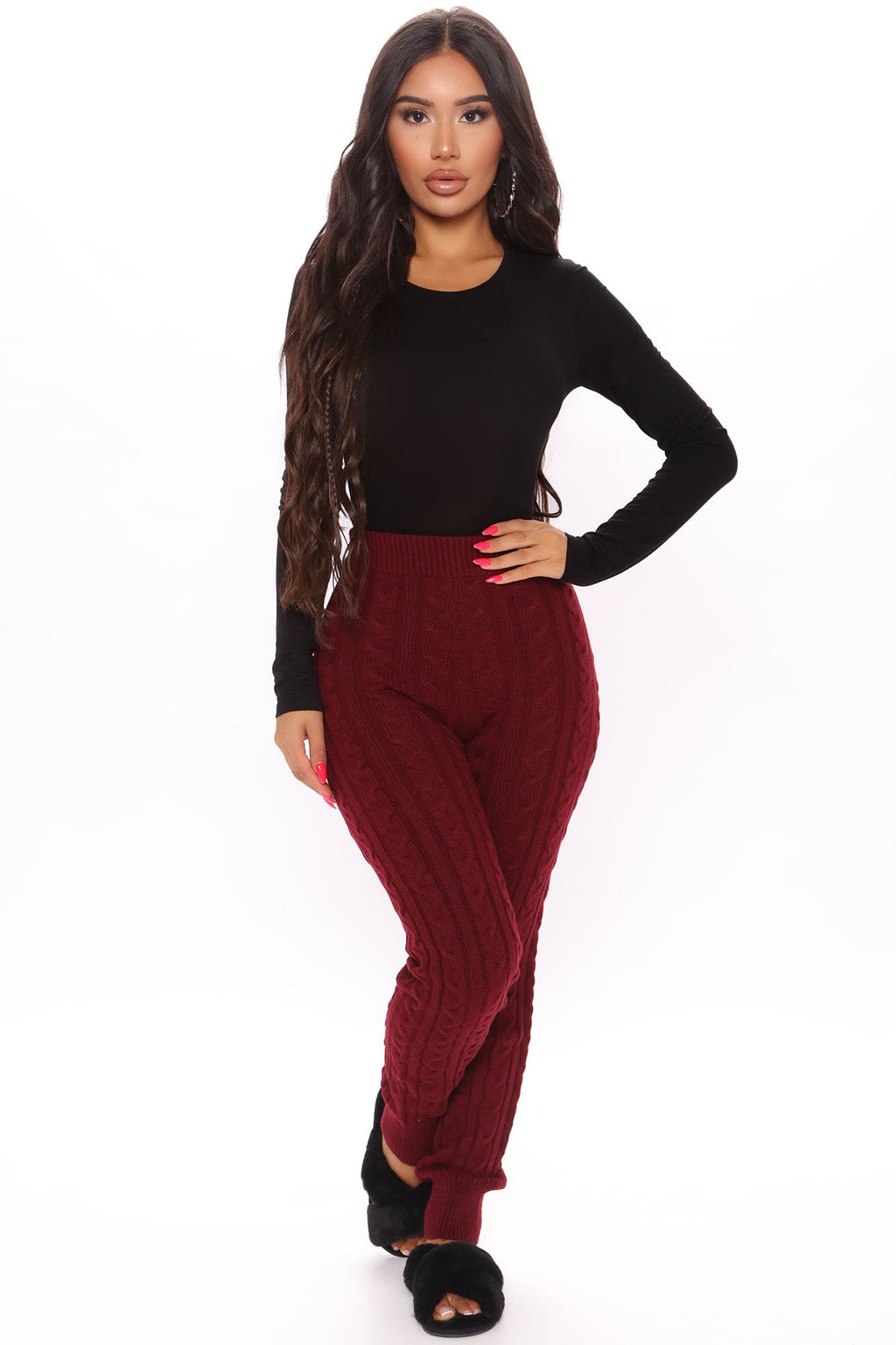 Krystal Crew Neck Long Sleeve Bodysuit - Black