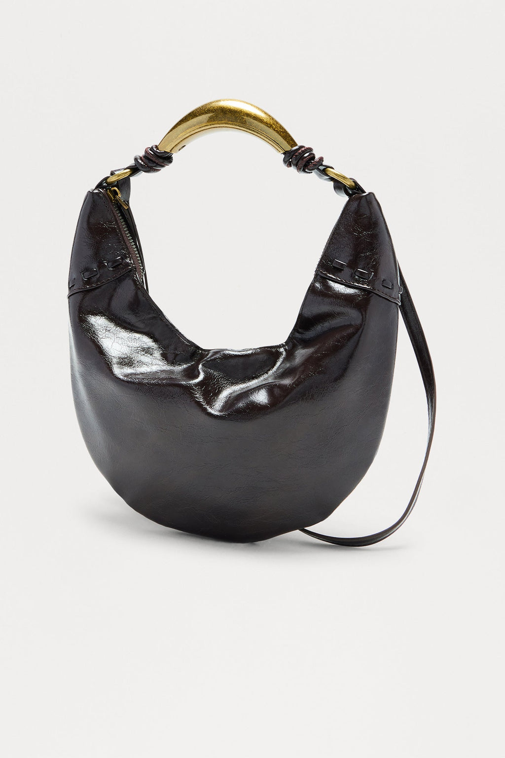 Live It Up Faux Leather Shoulder Handbag - Brown