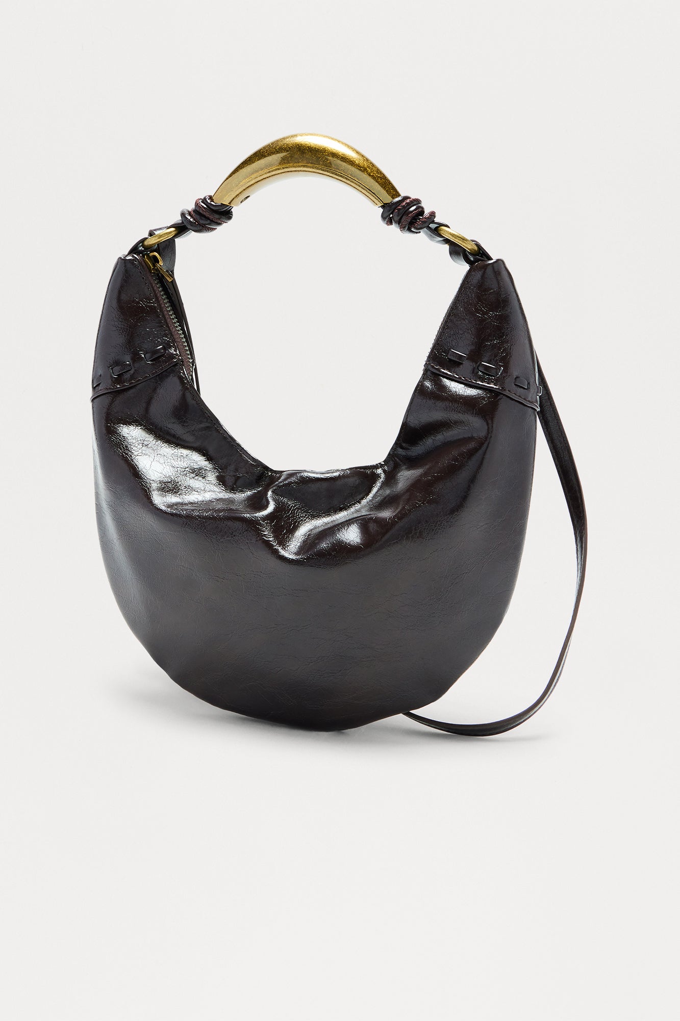 Live It Up Faux Leather Shoulder Handbag - Brown