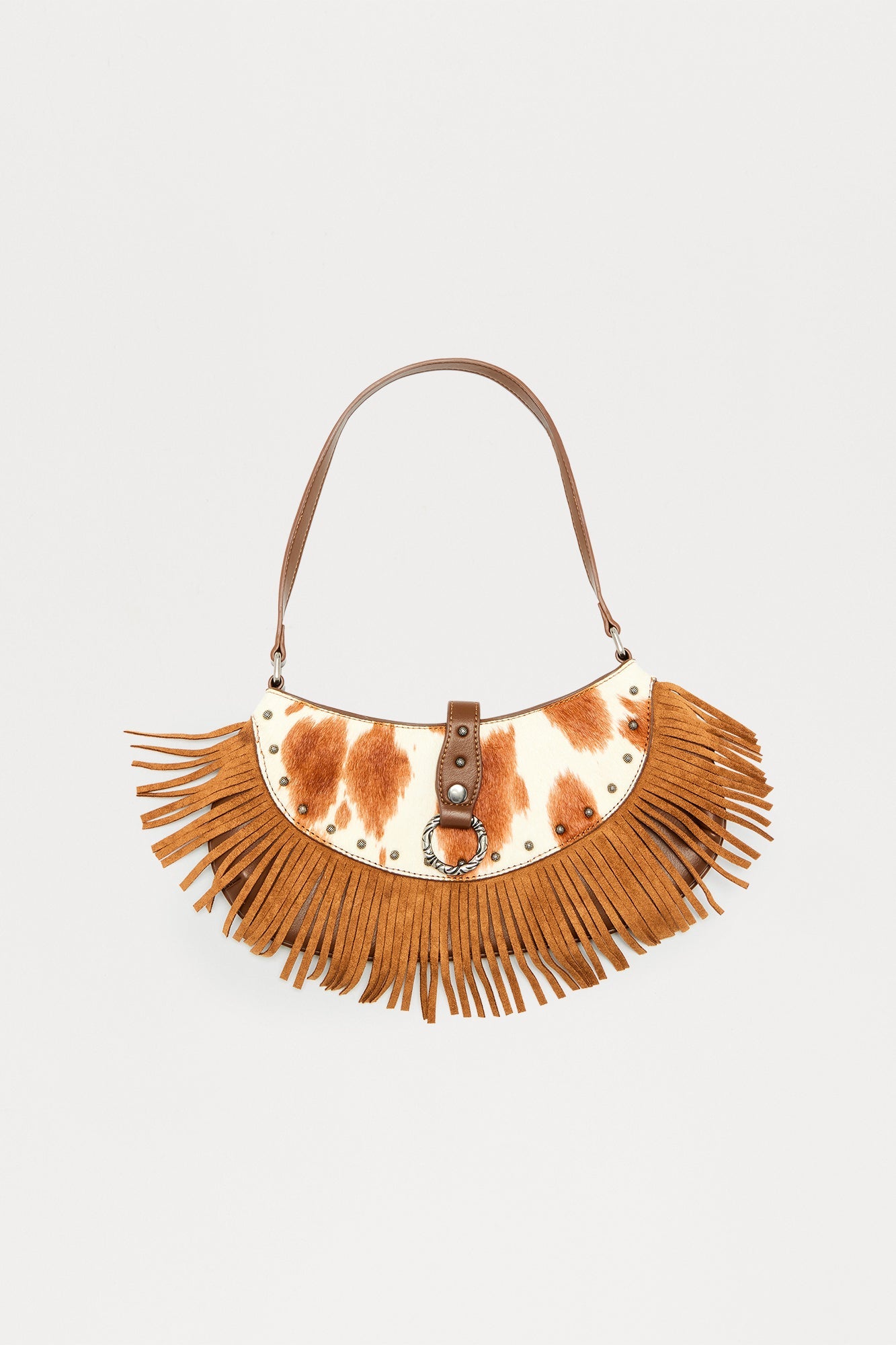 Saddle Up Faux Fur Shoulder Bag - Brown/combo
