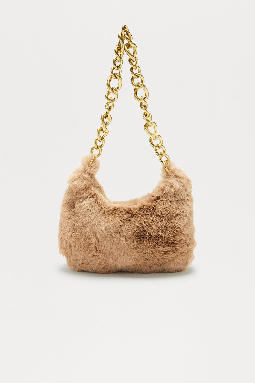 Cloud Bound Faux Fur Shoulder Handbag - Taupe