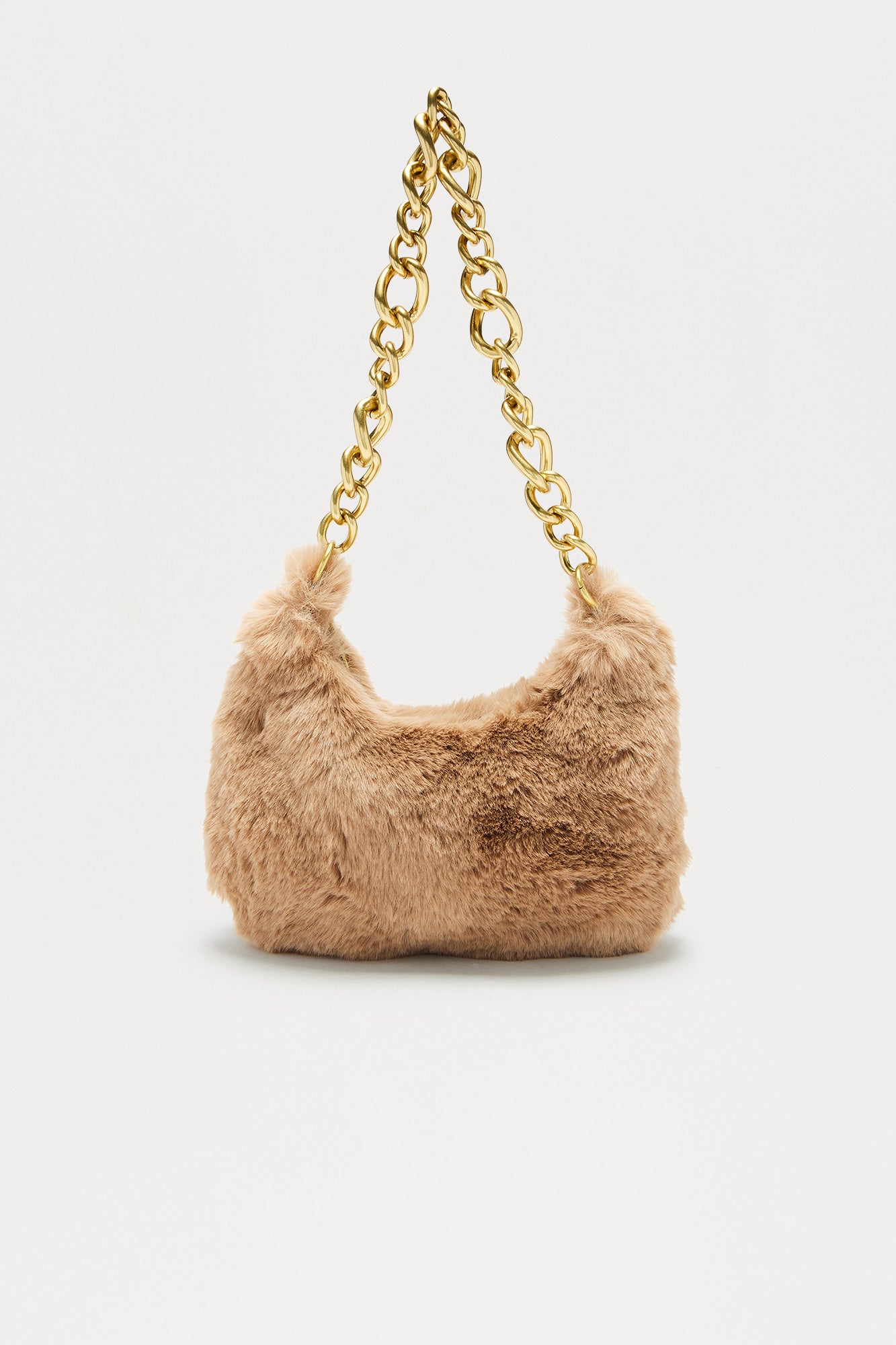 Cloud Bound Faux Fur Shoulder Handbag - Taupe