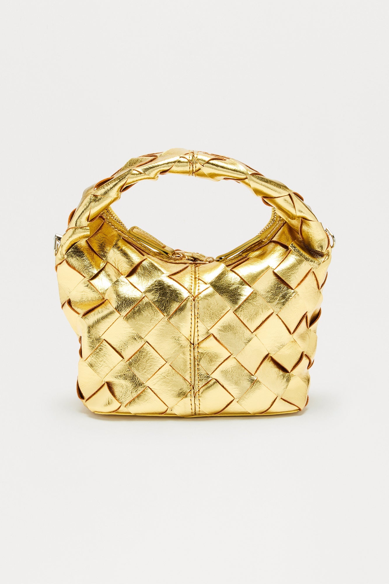 Shar Metallic Faux Leather Satchel Handbag - Gold