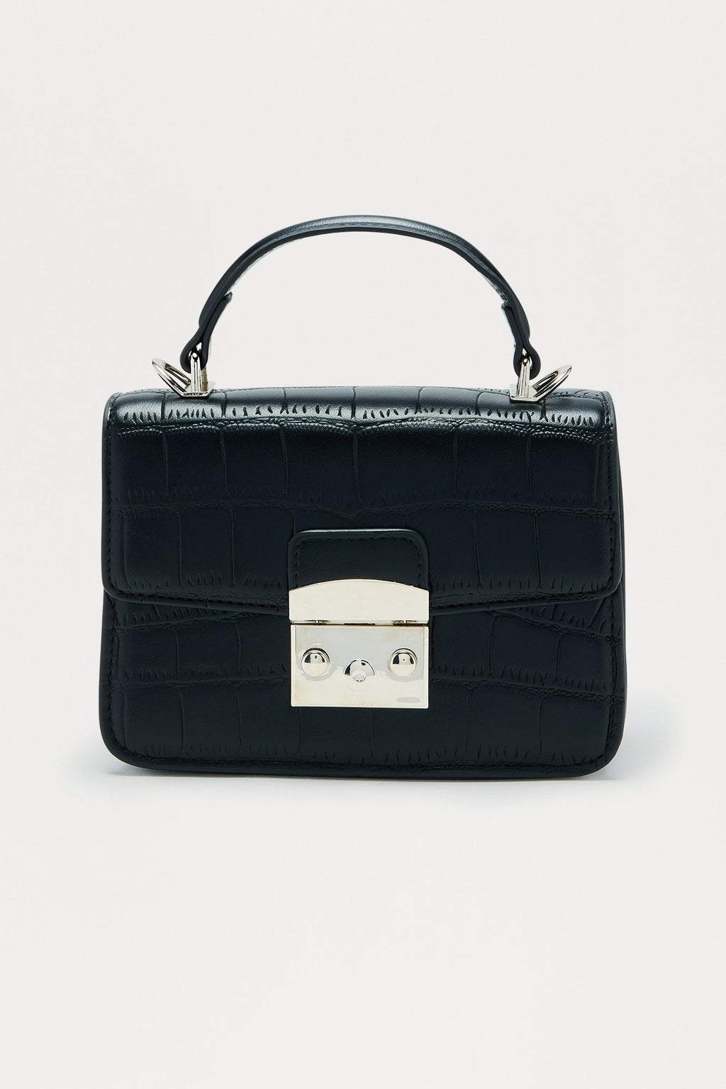 Snapped Up Embossed Croc Handbag - Black