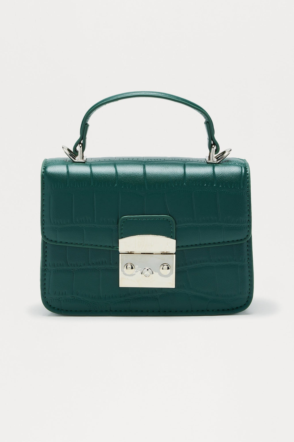 Snapped Up Embossed Croc Handbag - Hunter Green
