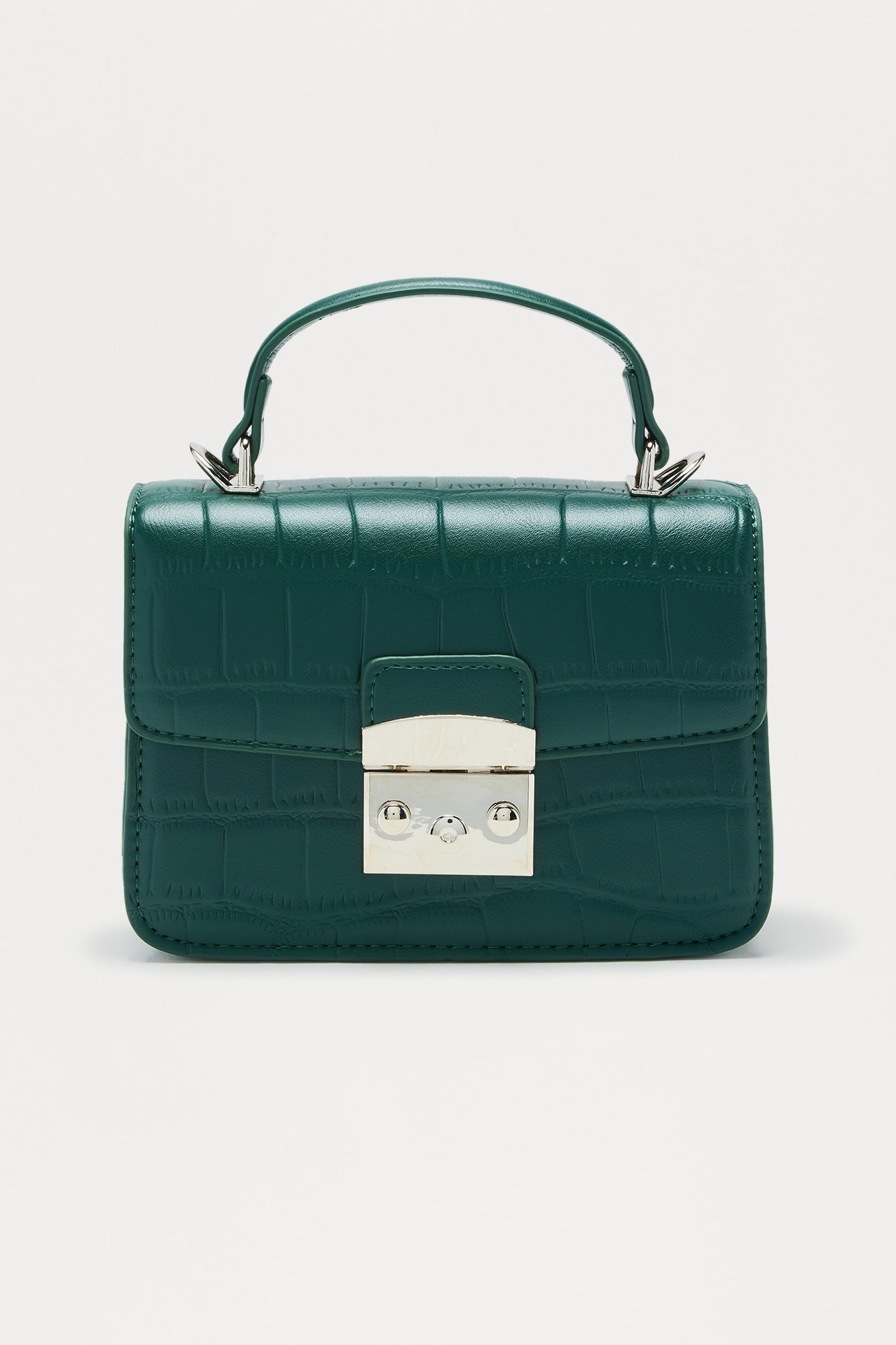Snapped Up Embossed Croc Handbag - Hunter Green