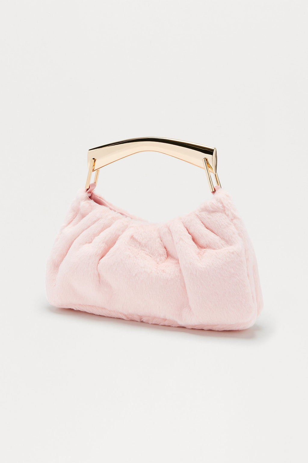 Don't Touch Faux Fur Satchel Handbag - Pink