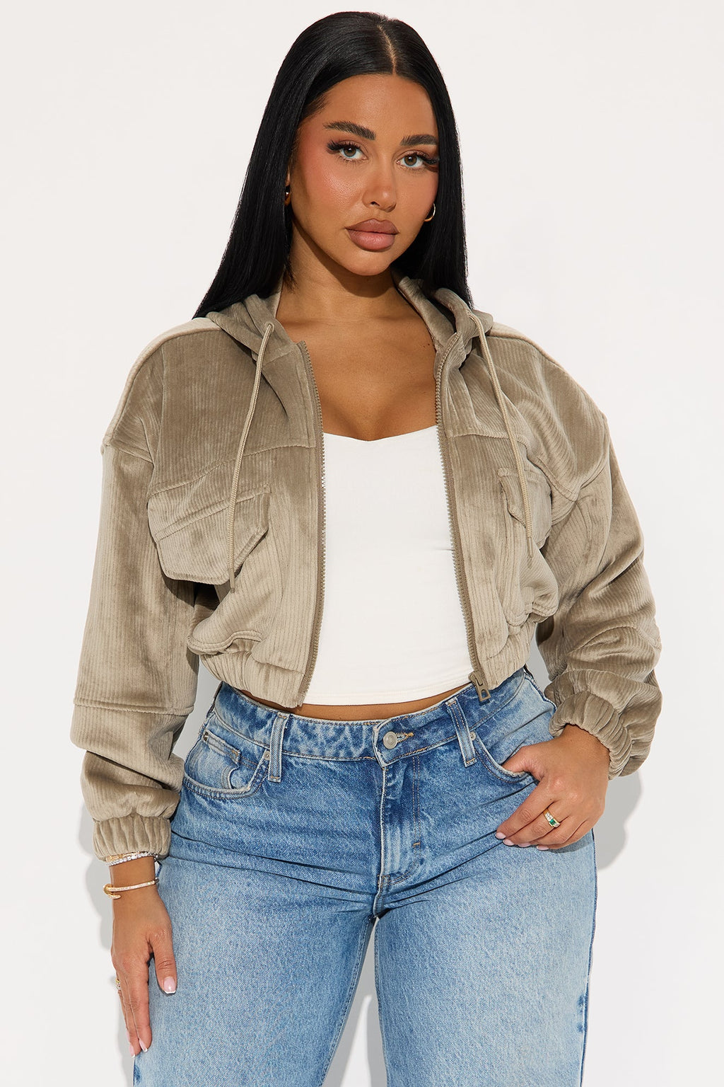 Ayesha Corduroy Cropped Jacket - Sage