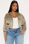 Ayesha Corduroy Cropped Jacket - Sage