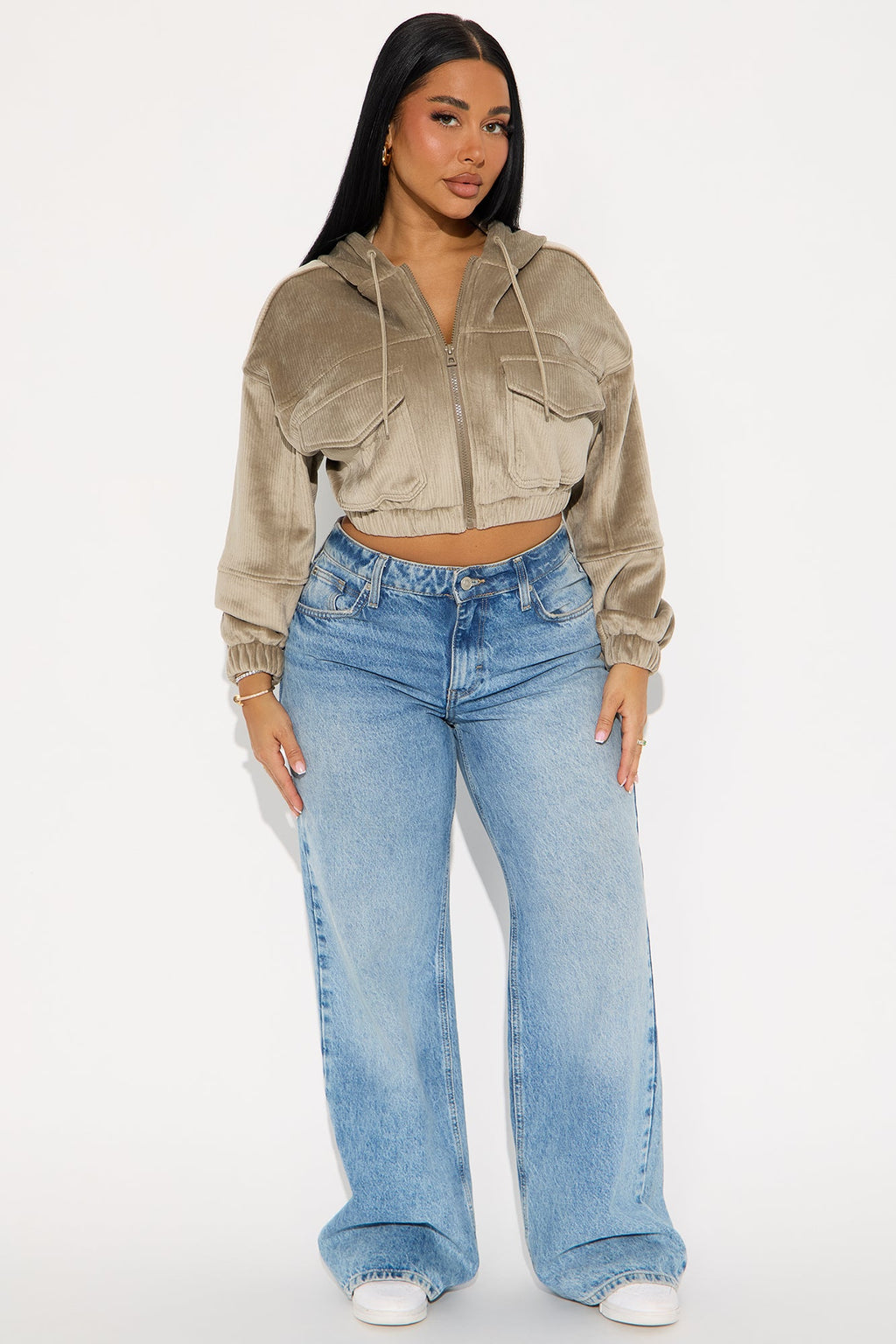 Ayesha Corduroy Cropped Jacket - Sage