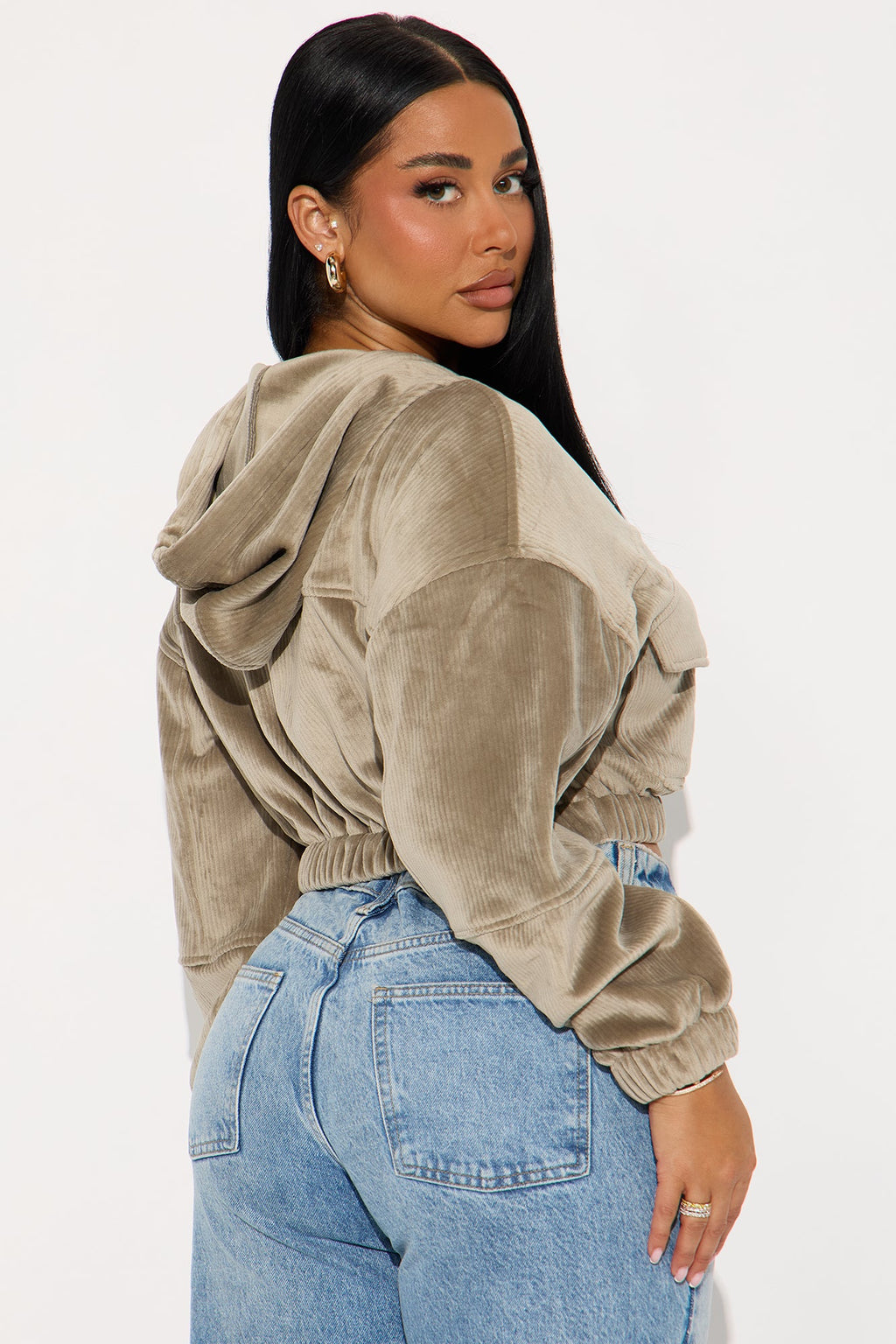 Ayesha Corduroy Cropped Jacket - Sage