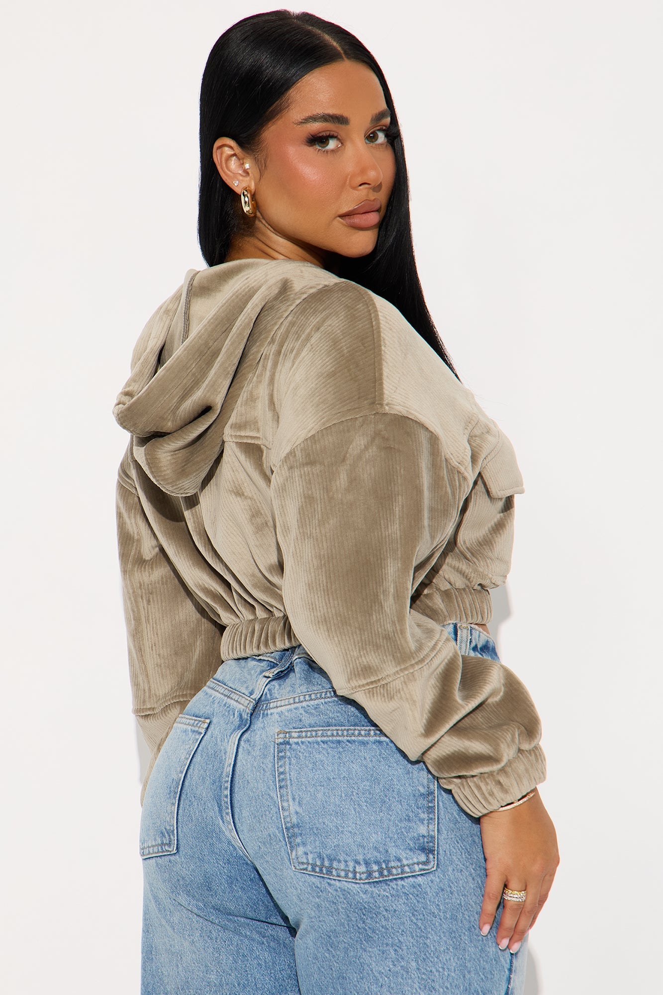 Ayesha Corduroy Cropped Jacket - Sage