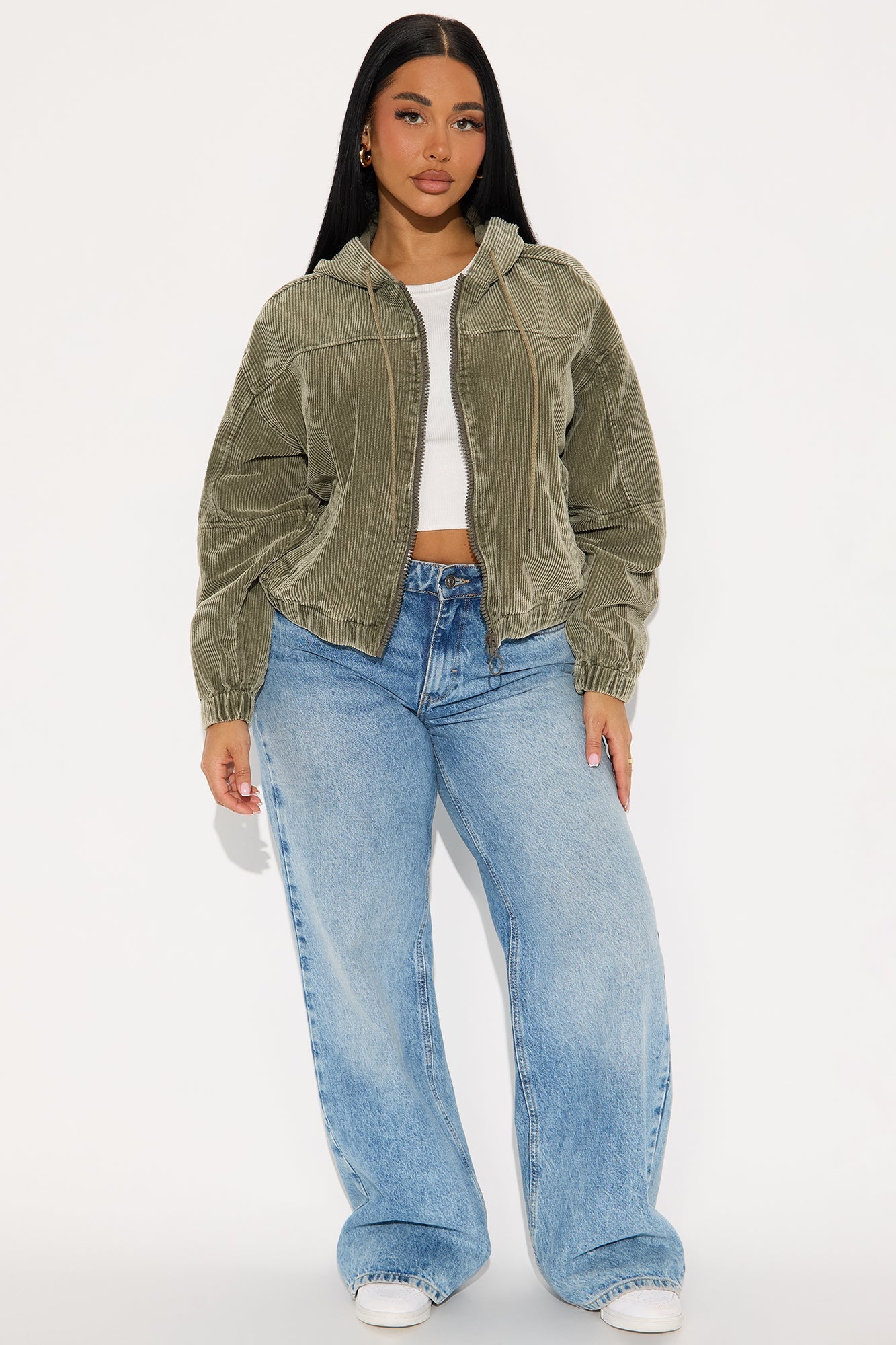 Hit The Road Corduroy Bomber Jacket - Olive