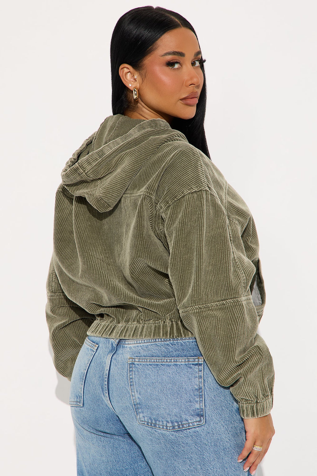 Hit The Road Corduroy Bomber Jacket - Olive