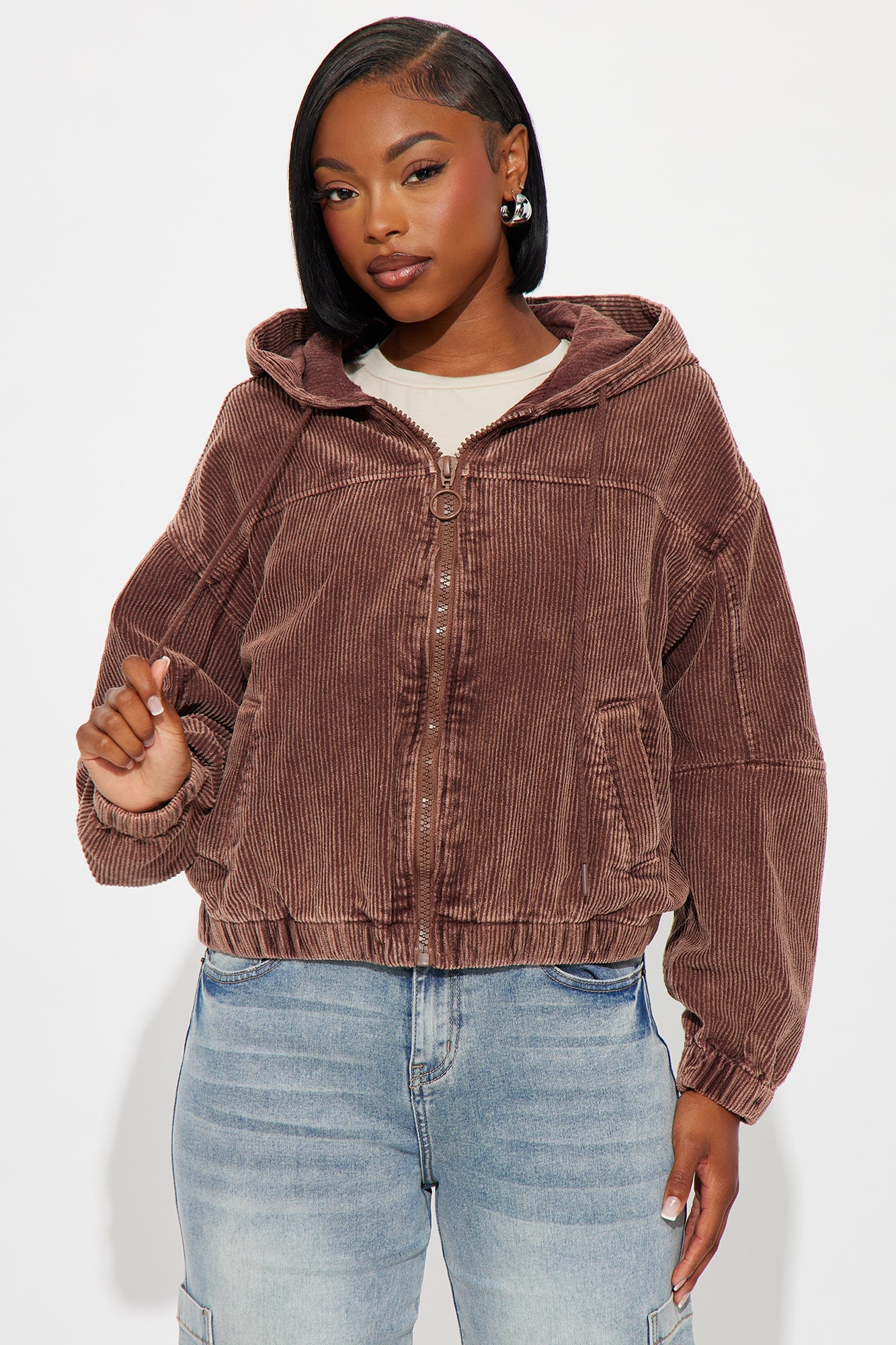 Hit The Road Corduroy Bomber Jacket - Brown