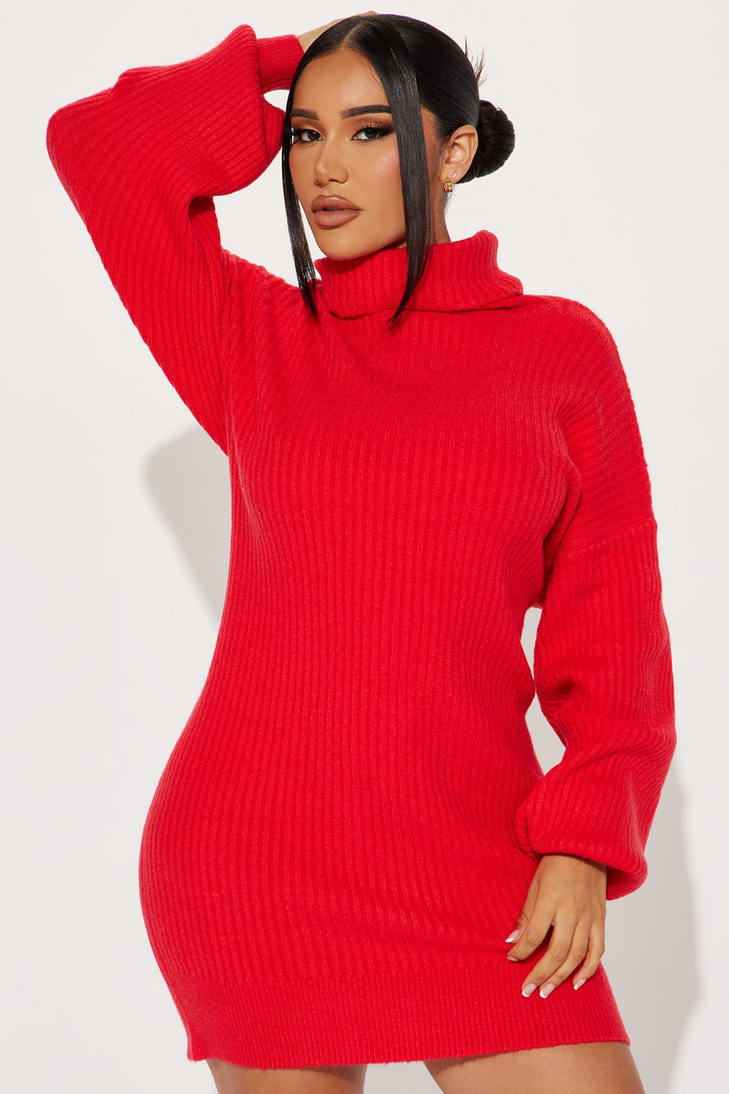 Karina Sweater Mini Dress - Tomato Red