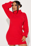 Karina Sweater Mini Dress - Tomato Red