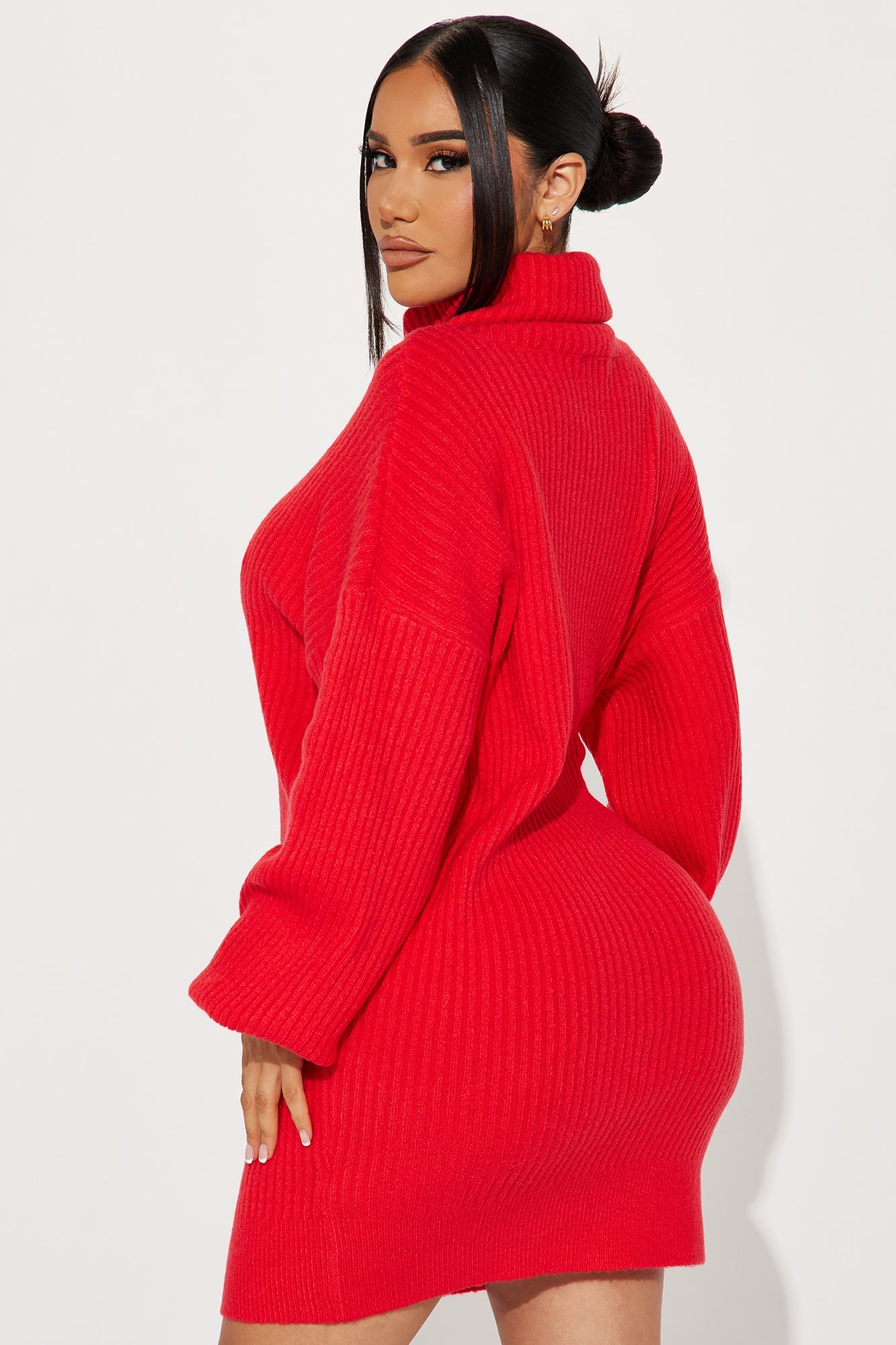 Karina Sweater Mini Dress - Tomato Red