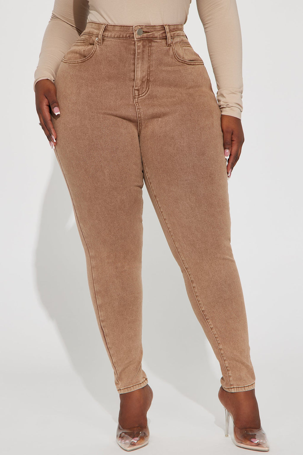 Shape Up Sculpting Stretch Skinny Jeans - Brown