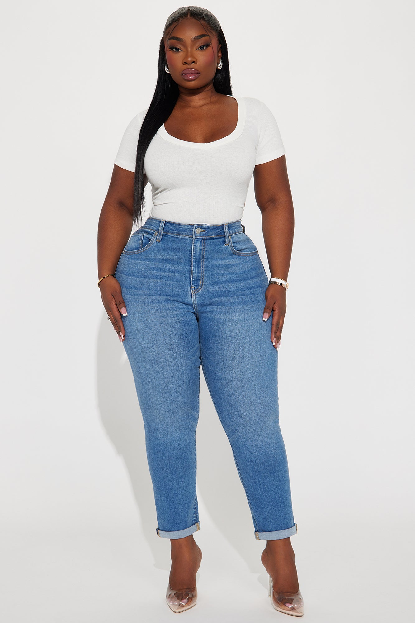 Clara Super Stretch Sculpting Mom Jeans - Medium Wash