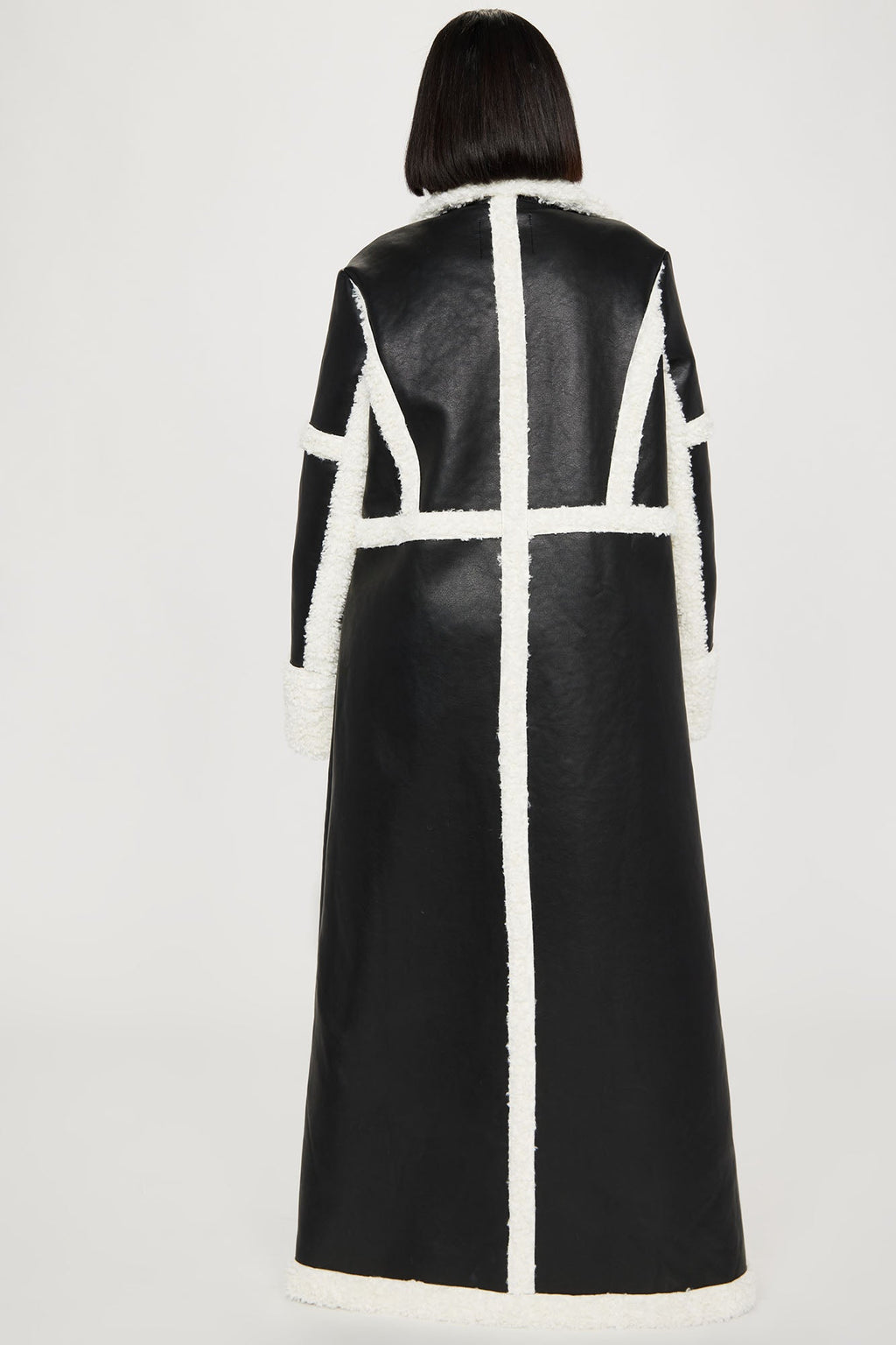 Calling Again Faux Leather Trench Coat - Black