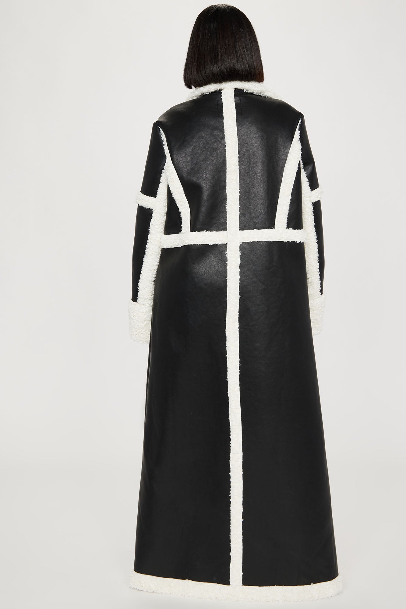 Calling Again Faux Leather Trench Coat - Black