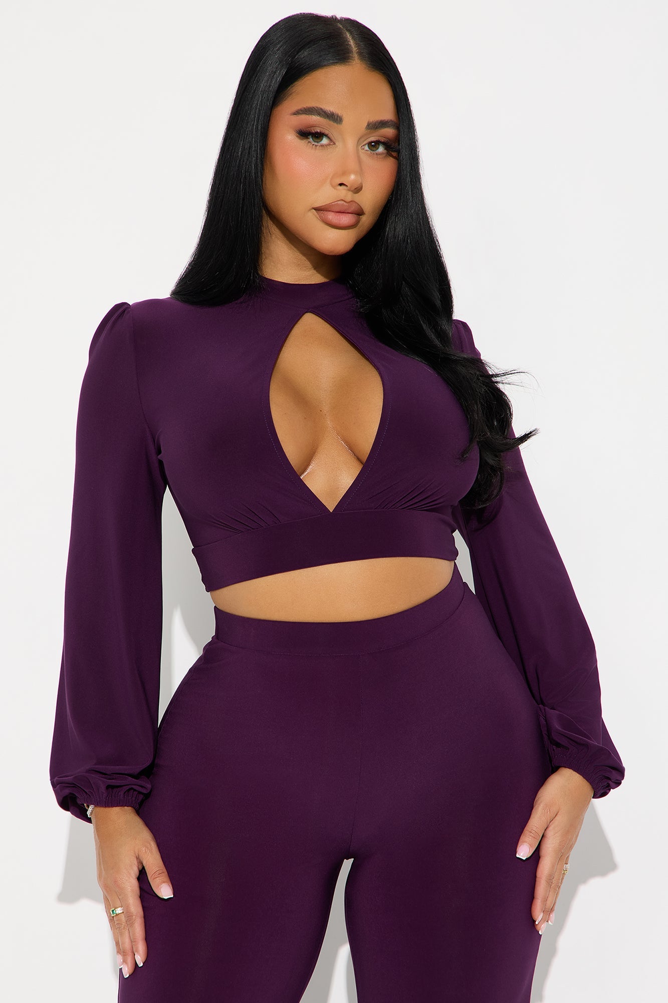 Open Intentions Pant Set - Eggplant