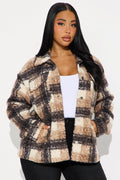 Campfire Nights Sherpa Plaid Shacket - Mocha/combo