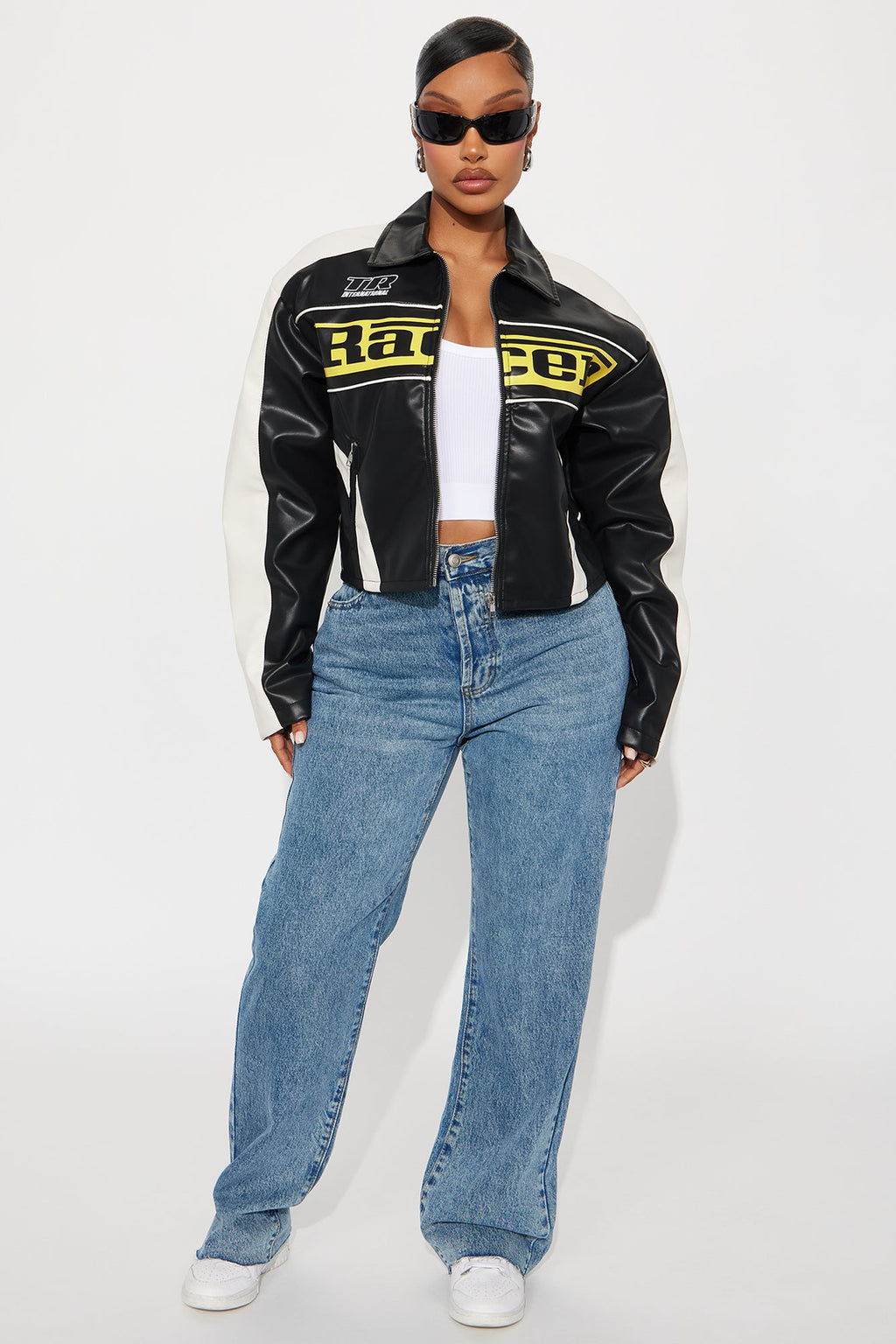 Midnight Drifter Faux Leather Moto Jacket - Black/combo