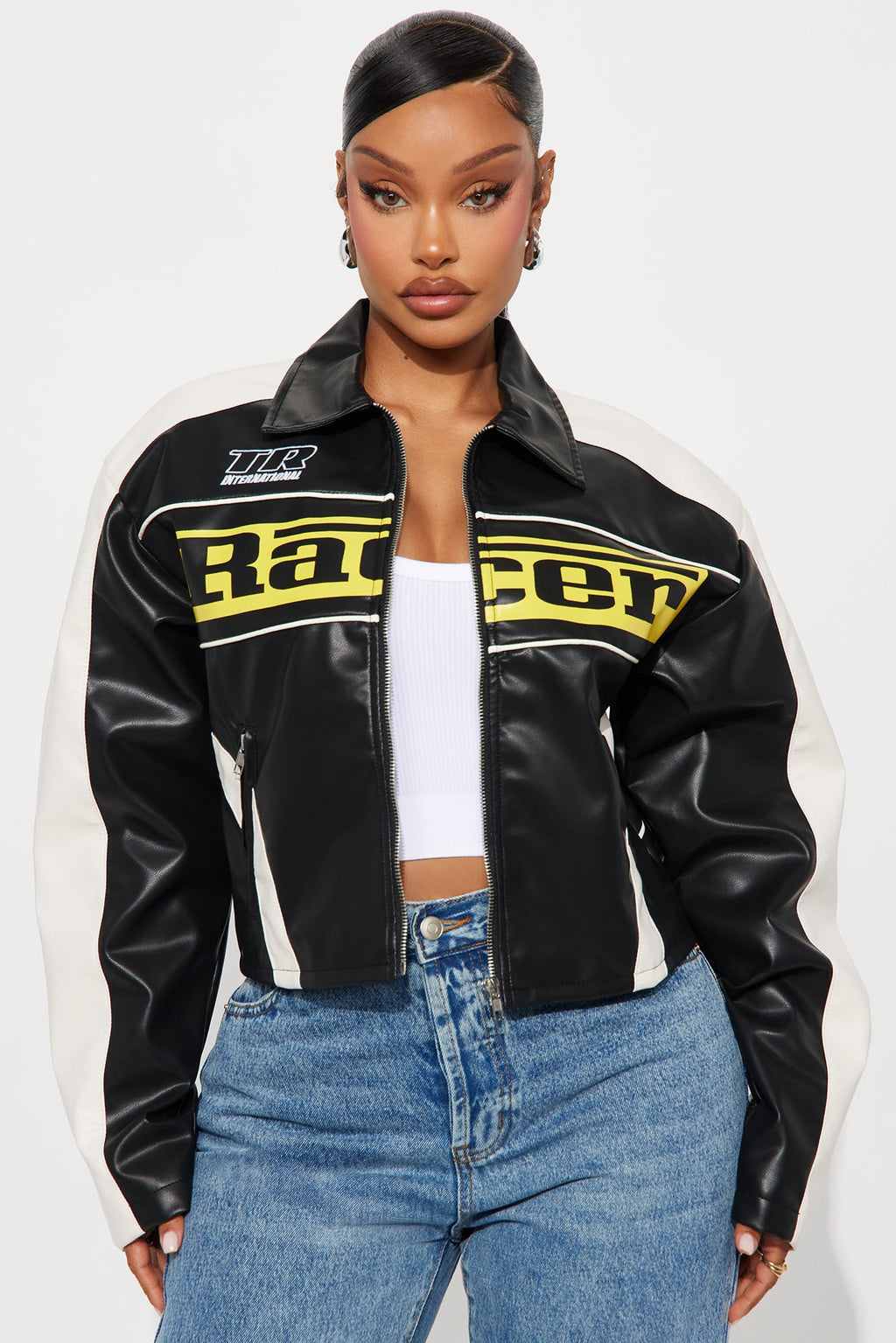 Midnight Drifter Faux Leather Moto Jacket - Black/combo