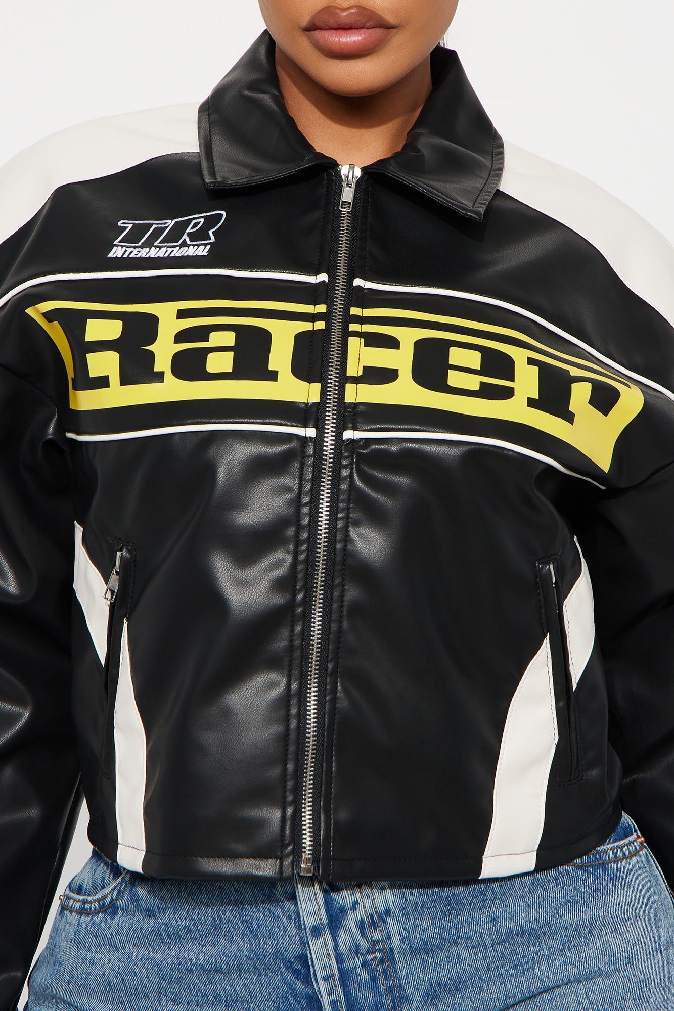 Midnight Drifter Faux Leather Moto Jacket - Black/combo