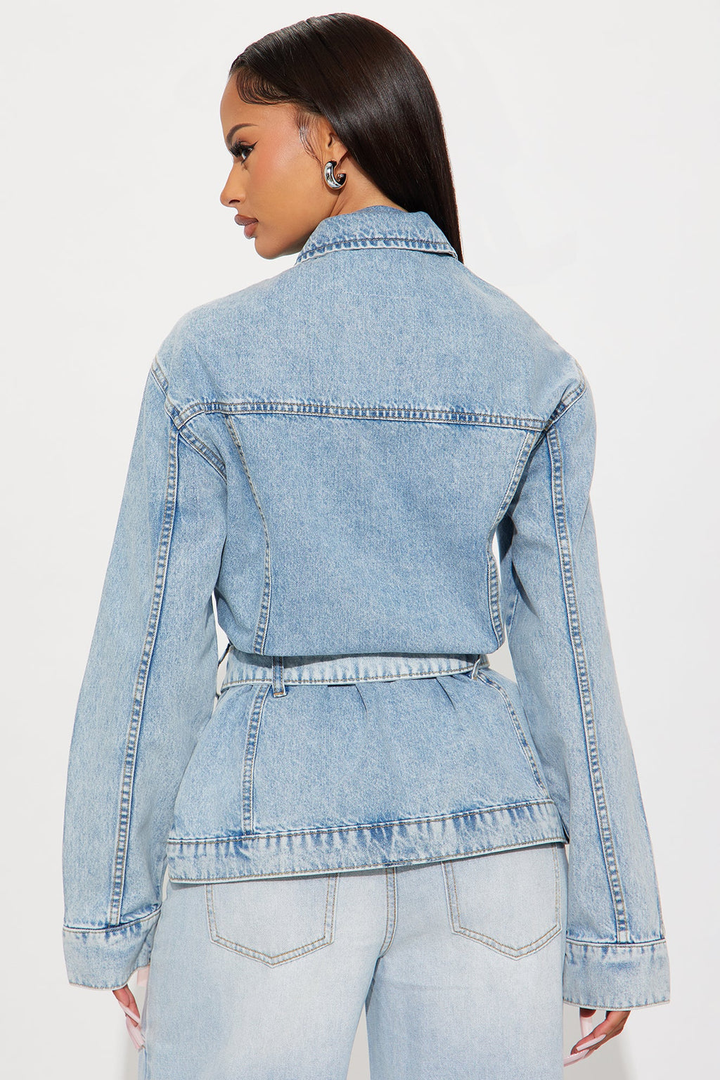 Selene Belted Hourglass Denim Jacket - Light Wash