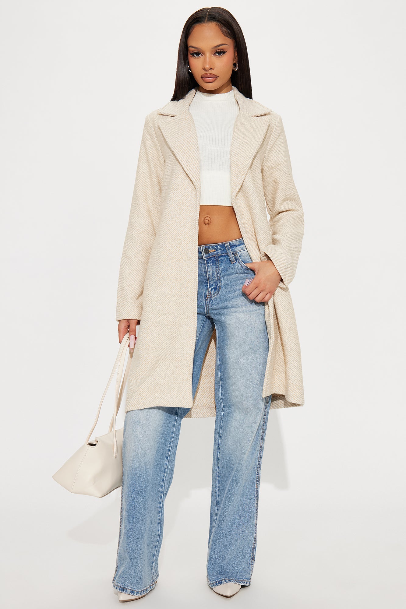 Upscale Confidence Houndstooth Coat - Tan