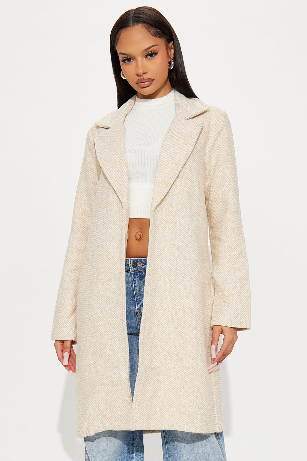 Upscale Confidence Houndstooth Coat - Tan