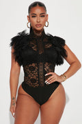 Ruffle Some Feathers Bodysuit - Black