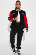 49ers Letterman Jacket - Black/Red