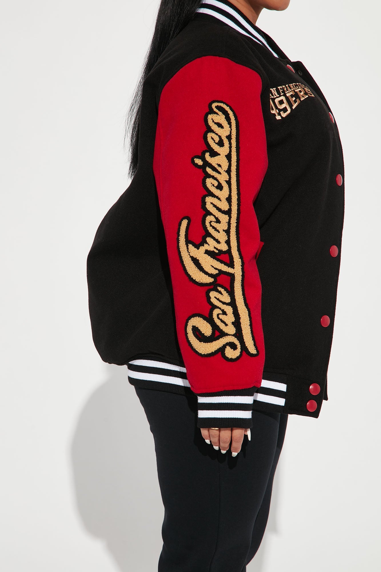 49ers Letterman Jacket - Black/Red