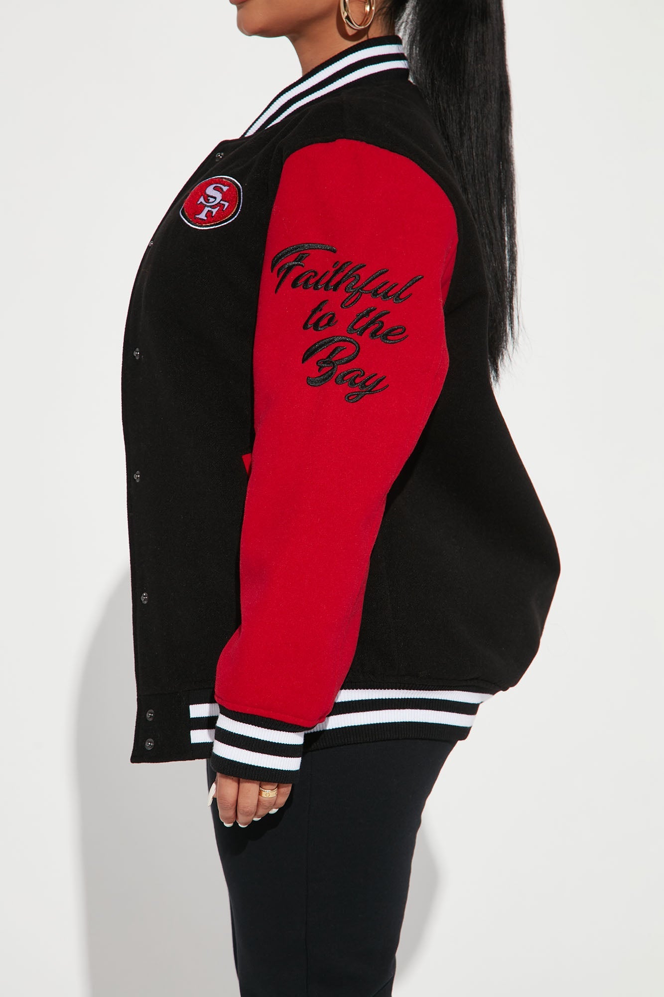 49ers Letterman Jacket - Black/Red