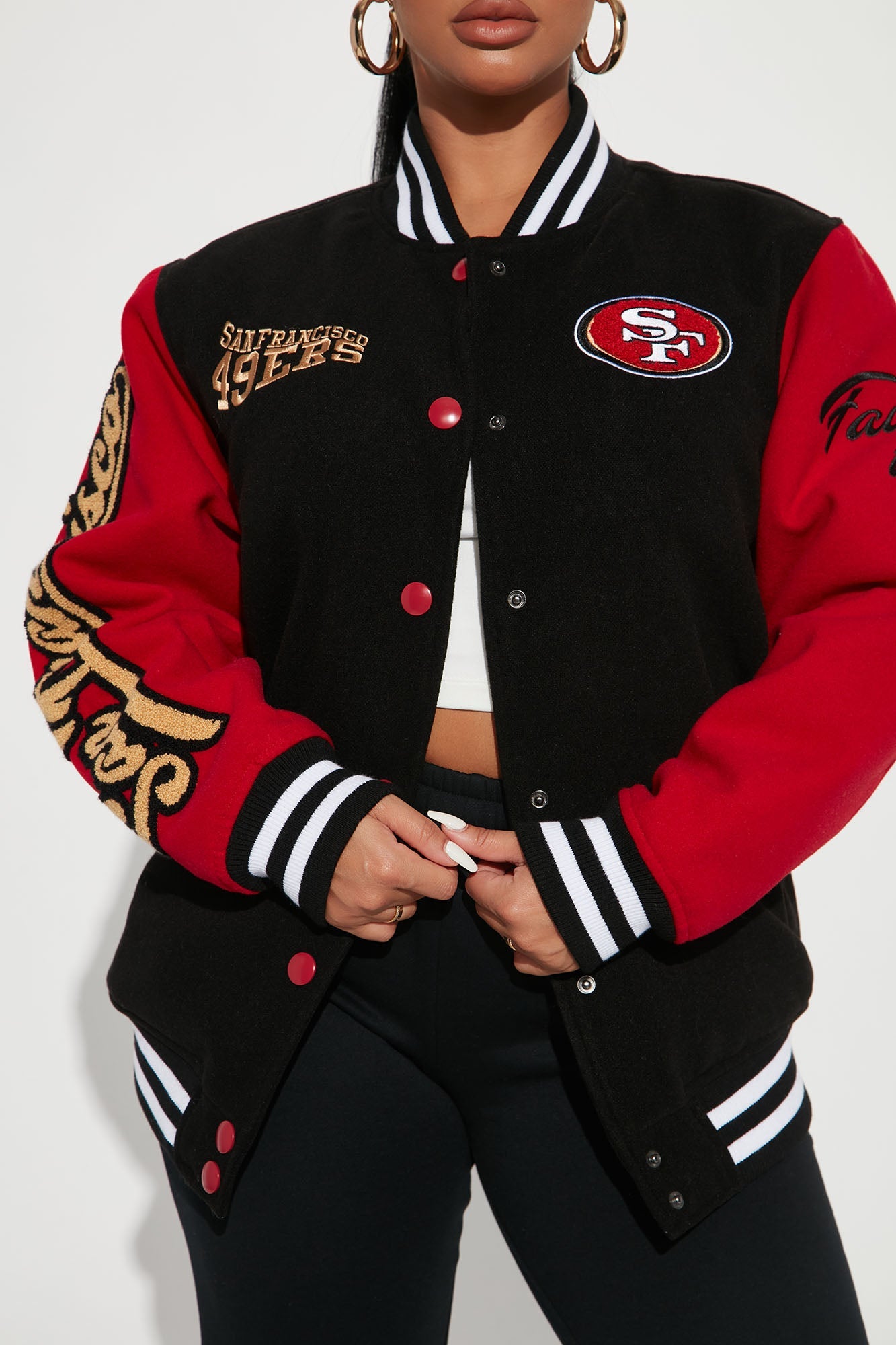 49ers Letterman Jacket - Black/Red